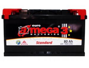 Аккумулятор автомобильный A-mega Standart 80Ah 760A